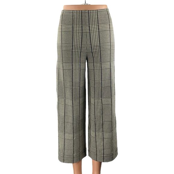 H&M Women's Black White Houndstooth High Rise Wide Leg Trousers Pants Size XS - Picture 1 of 5